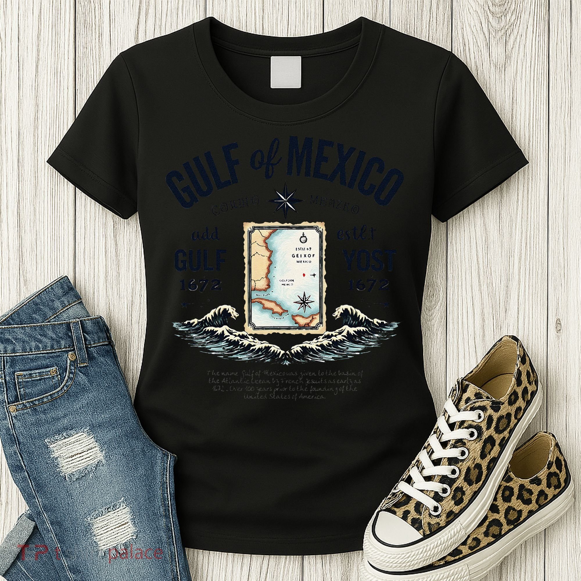 Gulf Of Mexico Since 1672 Historic Map 1672 Funny Tees Women's T-Shirt