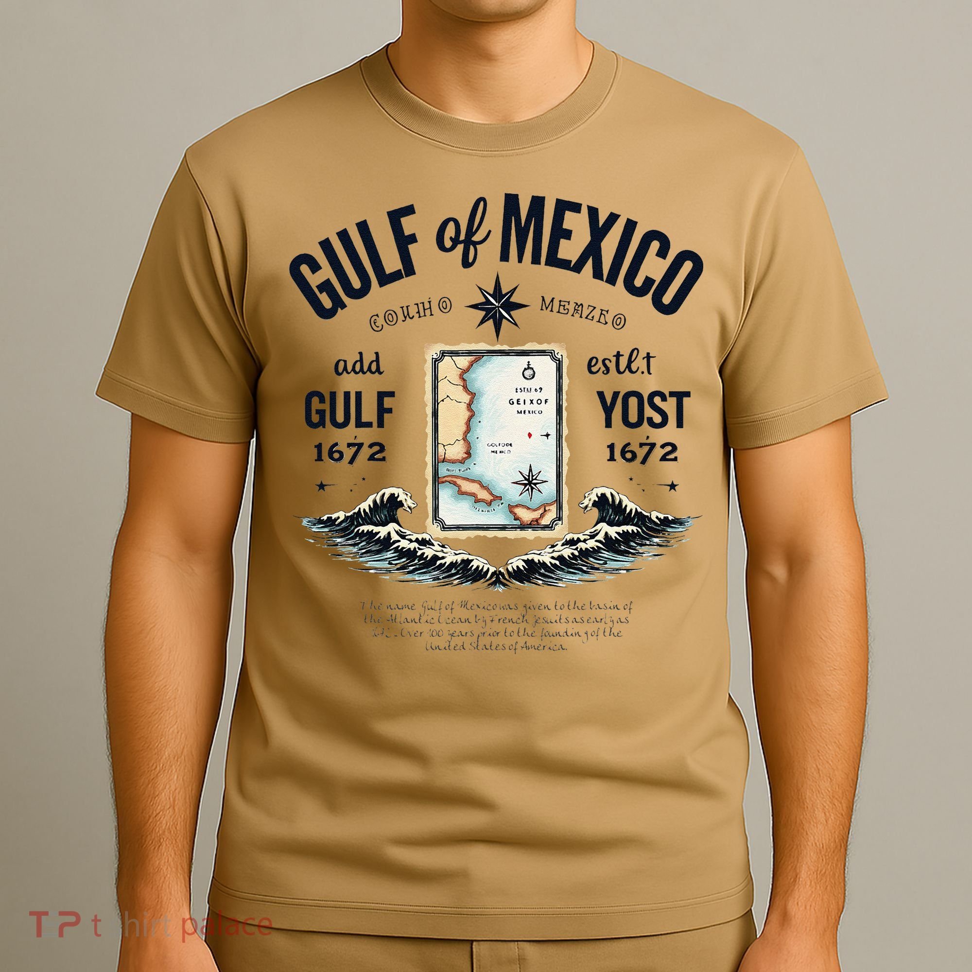Gulf Of Mexico Since 1672 Historic Map 1672 Funny Tees T-Shirt