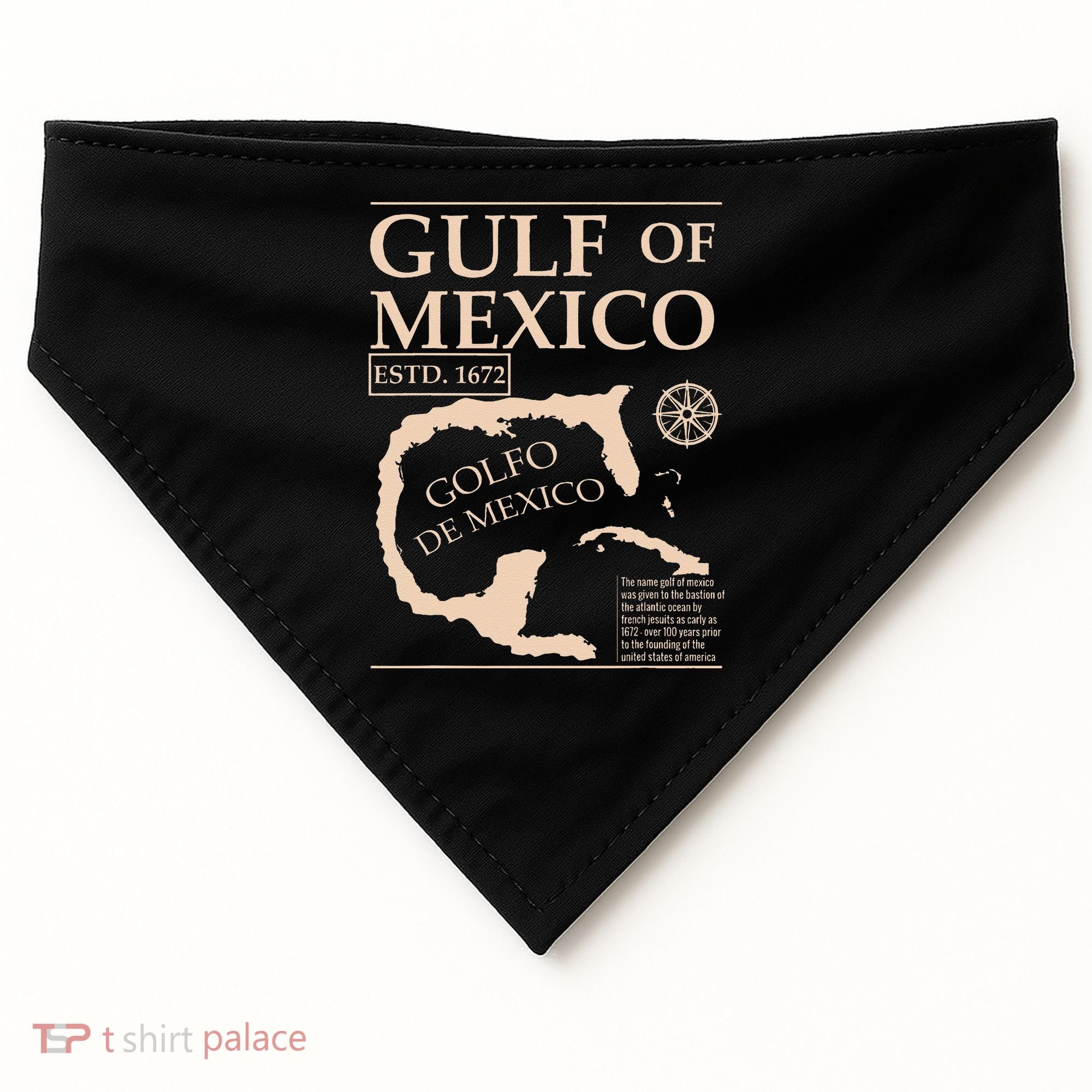 Gulf Of Mexico 1672 Historic Map USA-Made Doggie Bandana