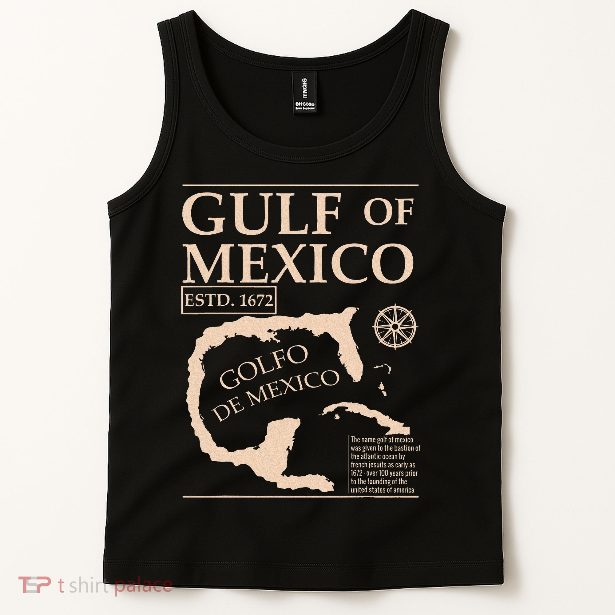 Gulf Of Mexico 1672 Historic Map Tank Top