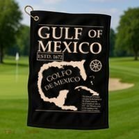 Gulf Of Mexico 1672 Historic Map Golf Towel thumb 1