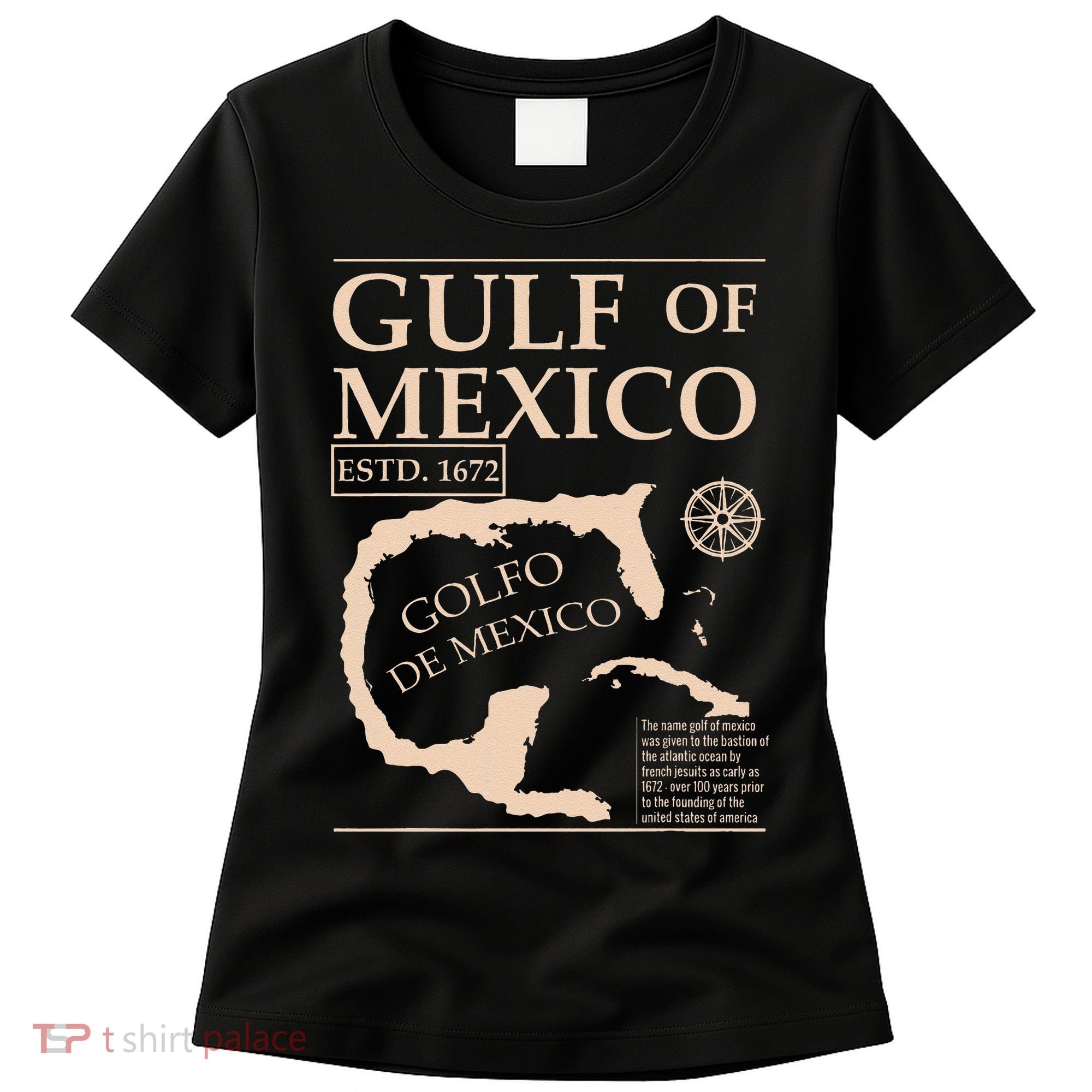 Gulf Of Mexico 1672 Historic Map Women's T-Shirt