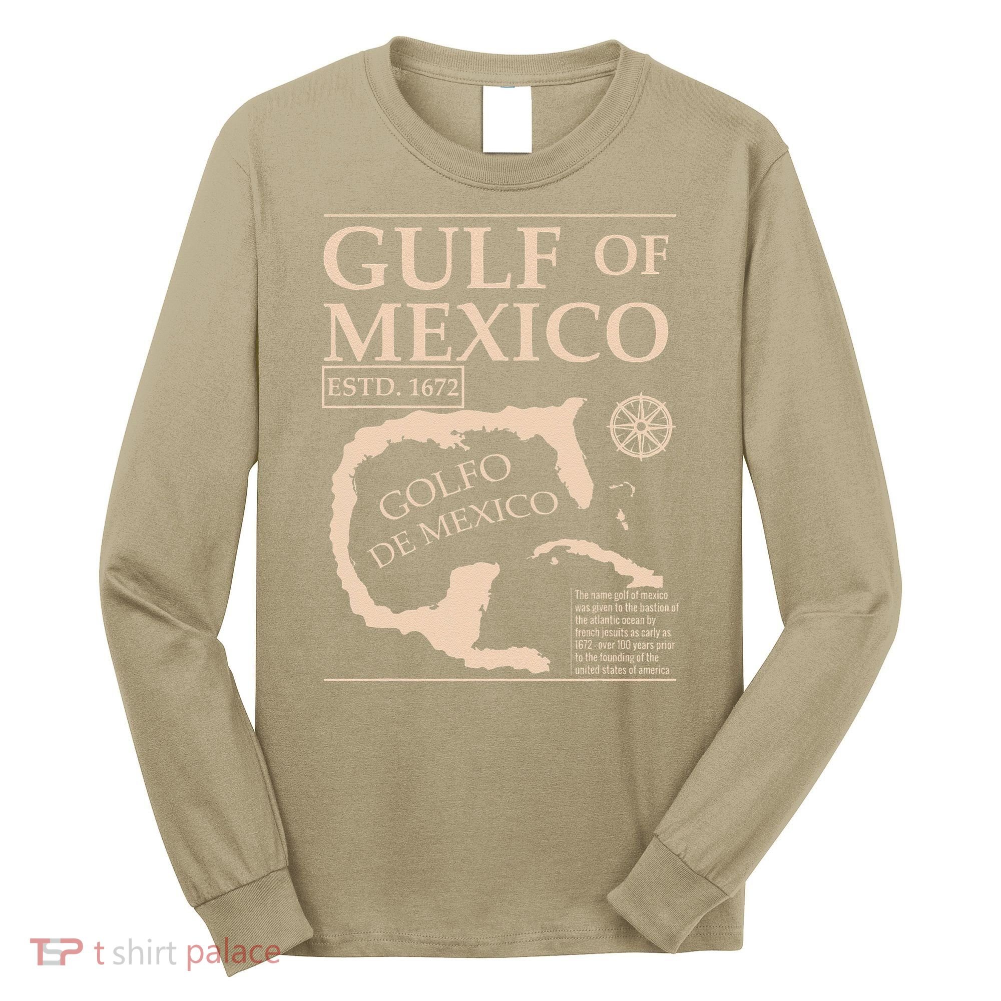 Gulf Of Mexico 1672 Historic Map Long Sleeve Shirt