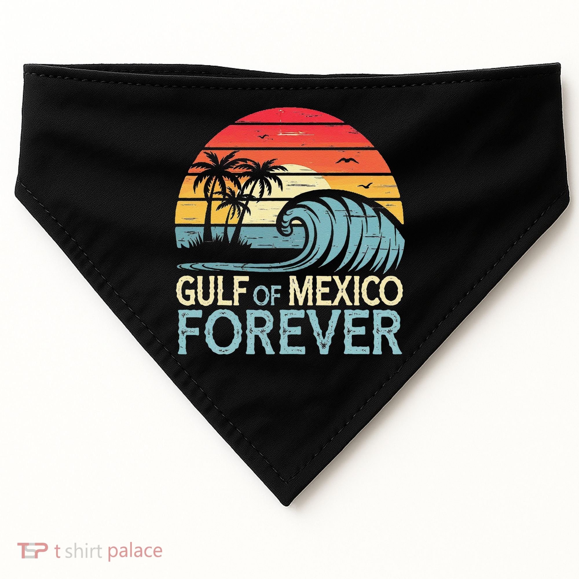 Gulf Of Mexico Forever Wave Surfing Tropical USA-Made Doggie Bandana