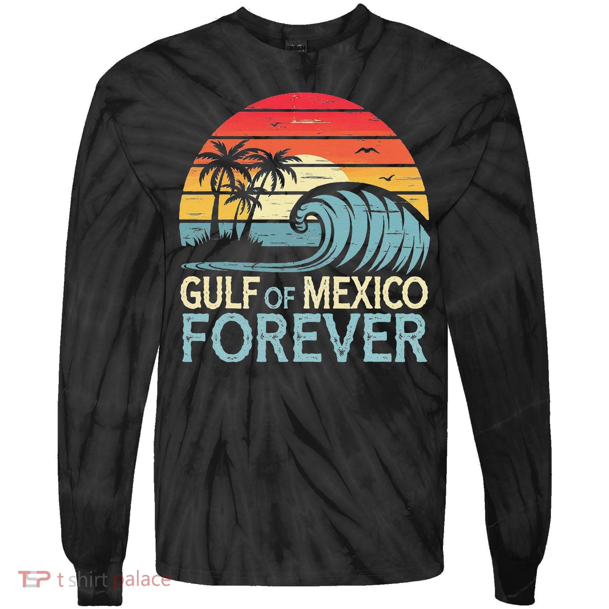 Gulf Of Mexico Forever Wave Surfing Tropical Tie-Dye Long Sleeve Shirt
