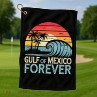 Gulf Of Mexico Forever Wave Surfing Tropical Golf Towel thumb 1