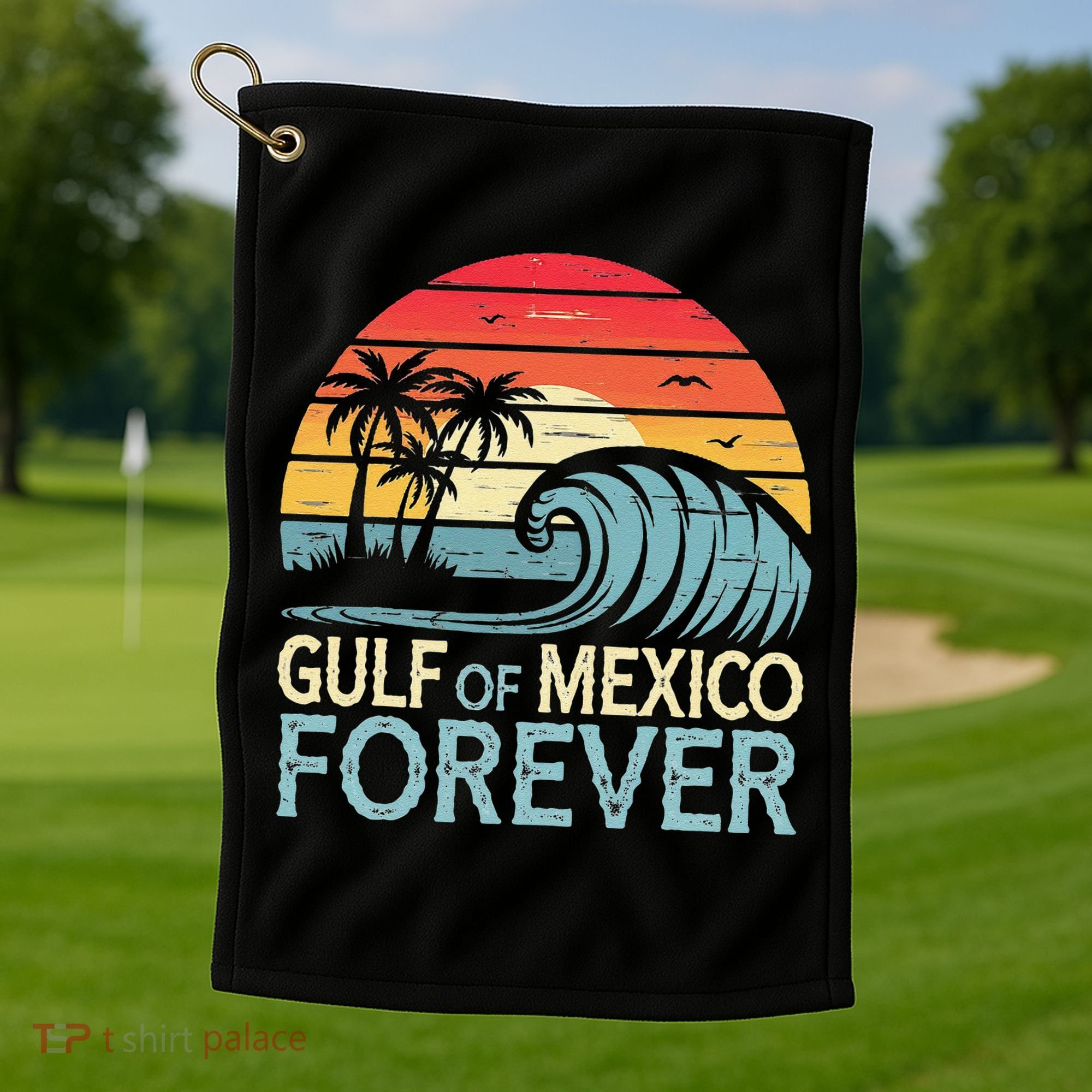 Gulf Of Mexico Forever Wave Surfing Tropical Golf Towel
