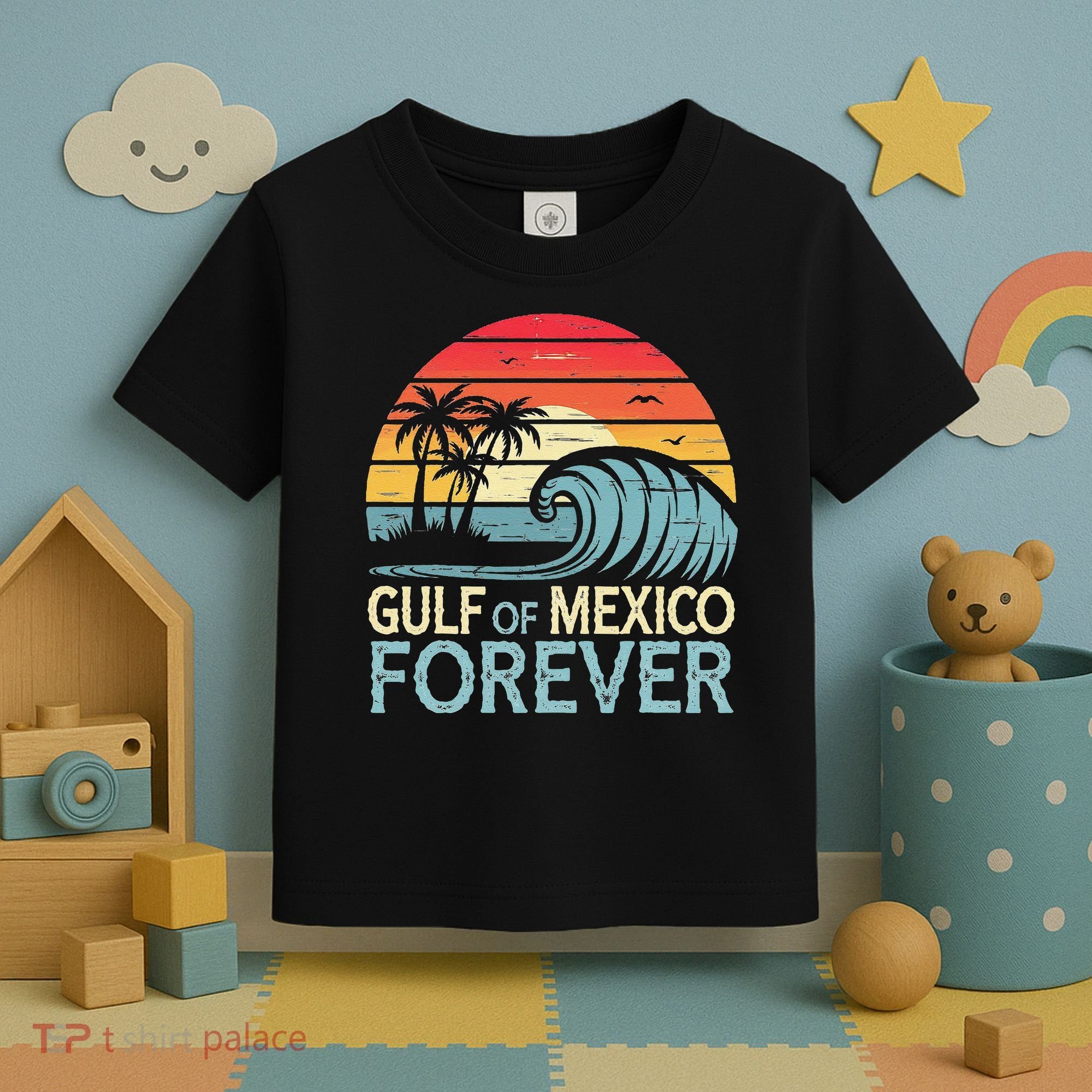 Gulf Of Mexico Forever Wave Surfing Tropical Toddler T-Shirt