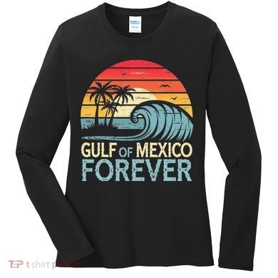 Gulf Of Mexico Forever Wave Surfing Tropical Women's Long Sleeve Shirt