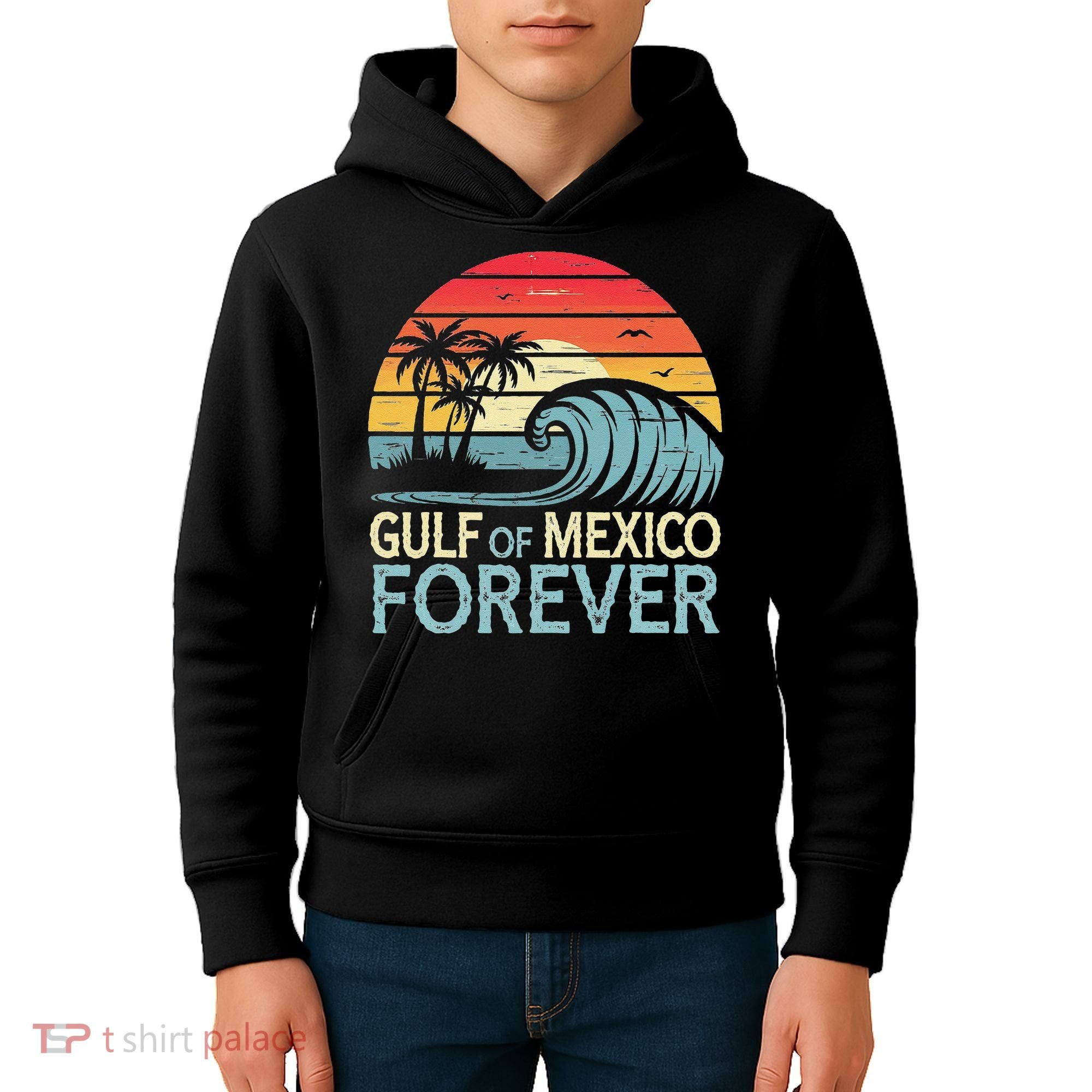 Gulf Of Mexico Forever Wave Surfing Tropical Kids Hoodie