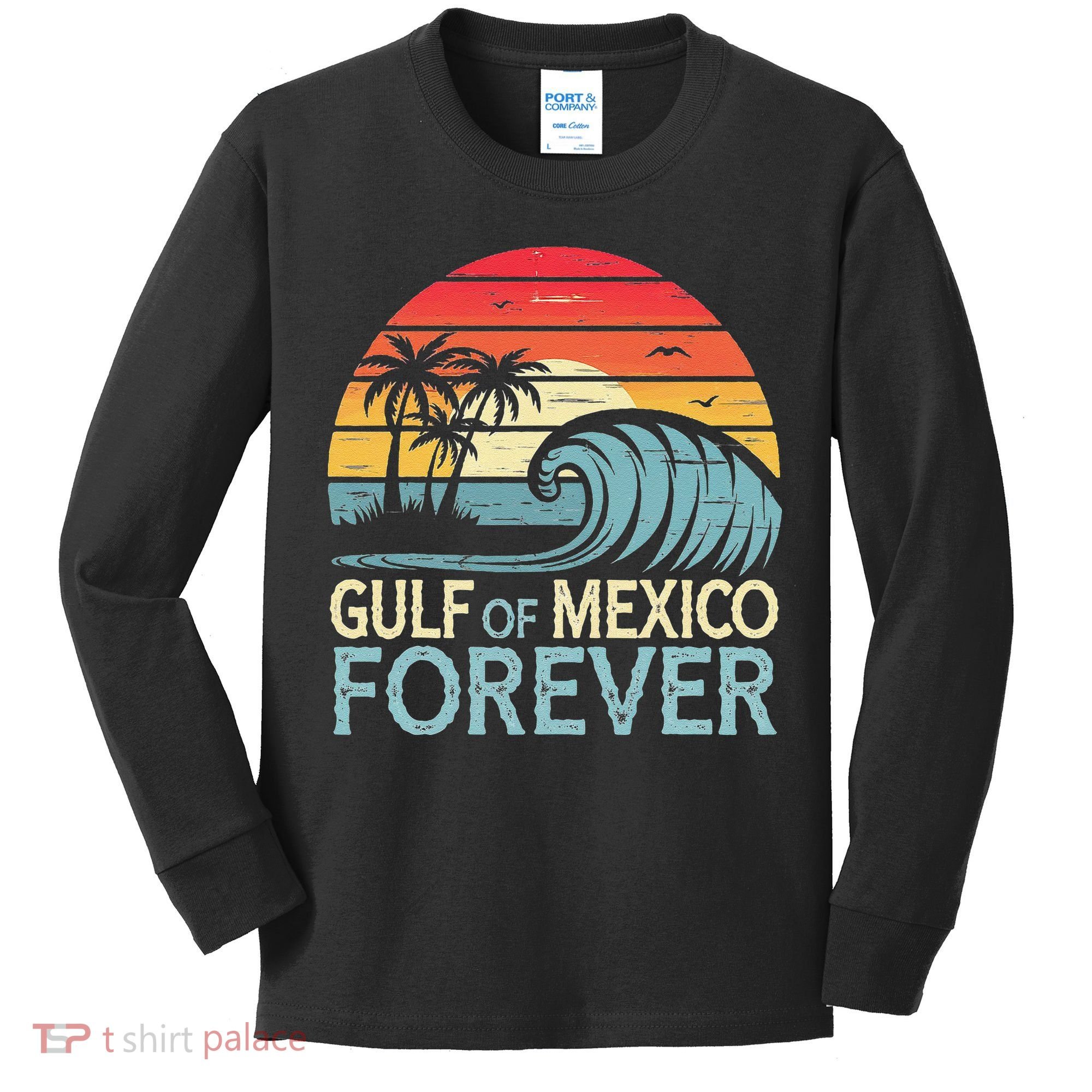 Gulf Of Mexico Forever Wave Surfing Tropical Kids Long Sleeve Shirt
