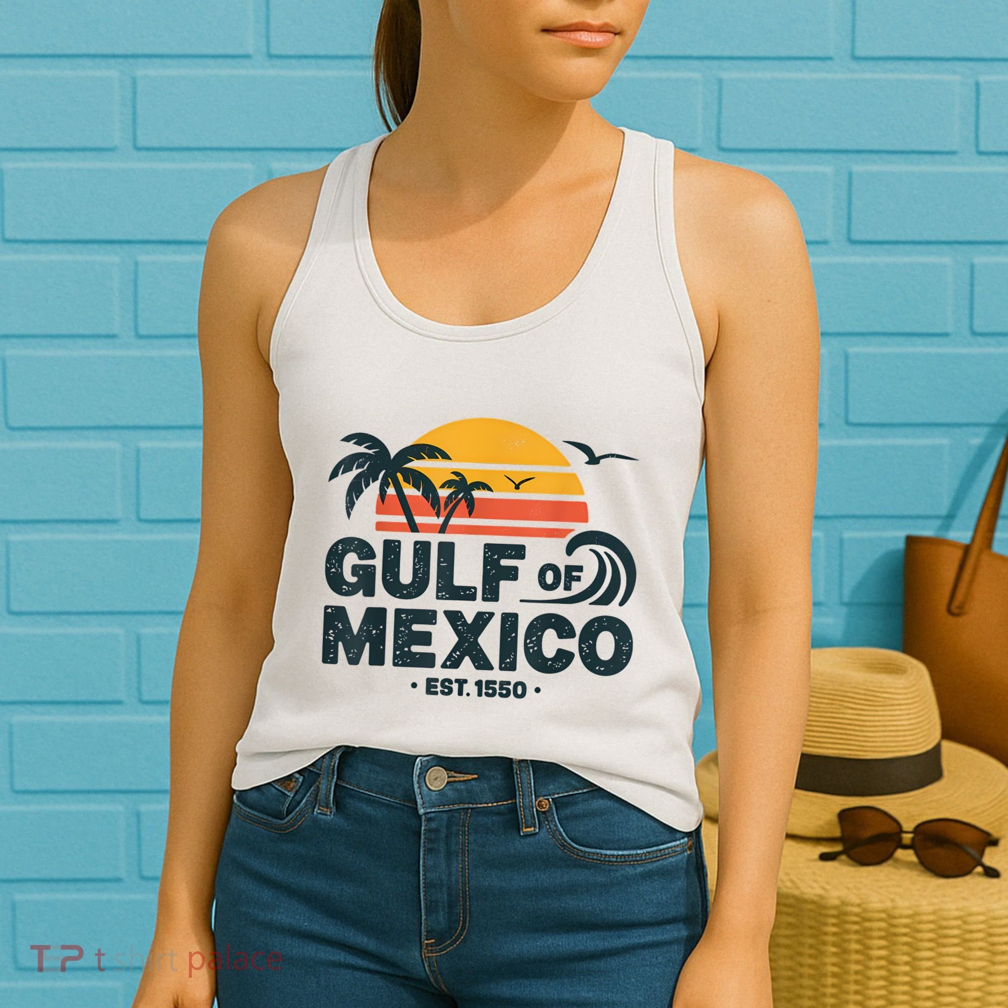 Gulf Of Mexico Est. 1550 Tropical Beach Travel Souvenir Women's Tank Top