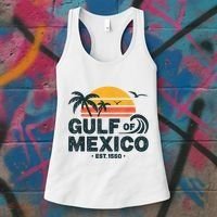 Gulf Of Mexico Est. 1550 Tropical Beach Travel Souvenir Women's Tank Top thumb 3