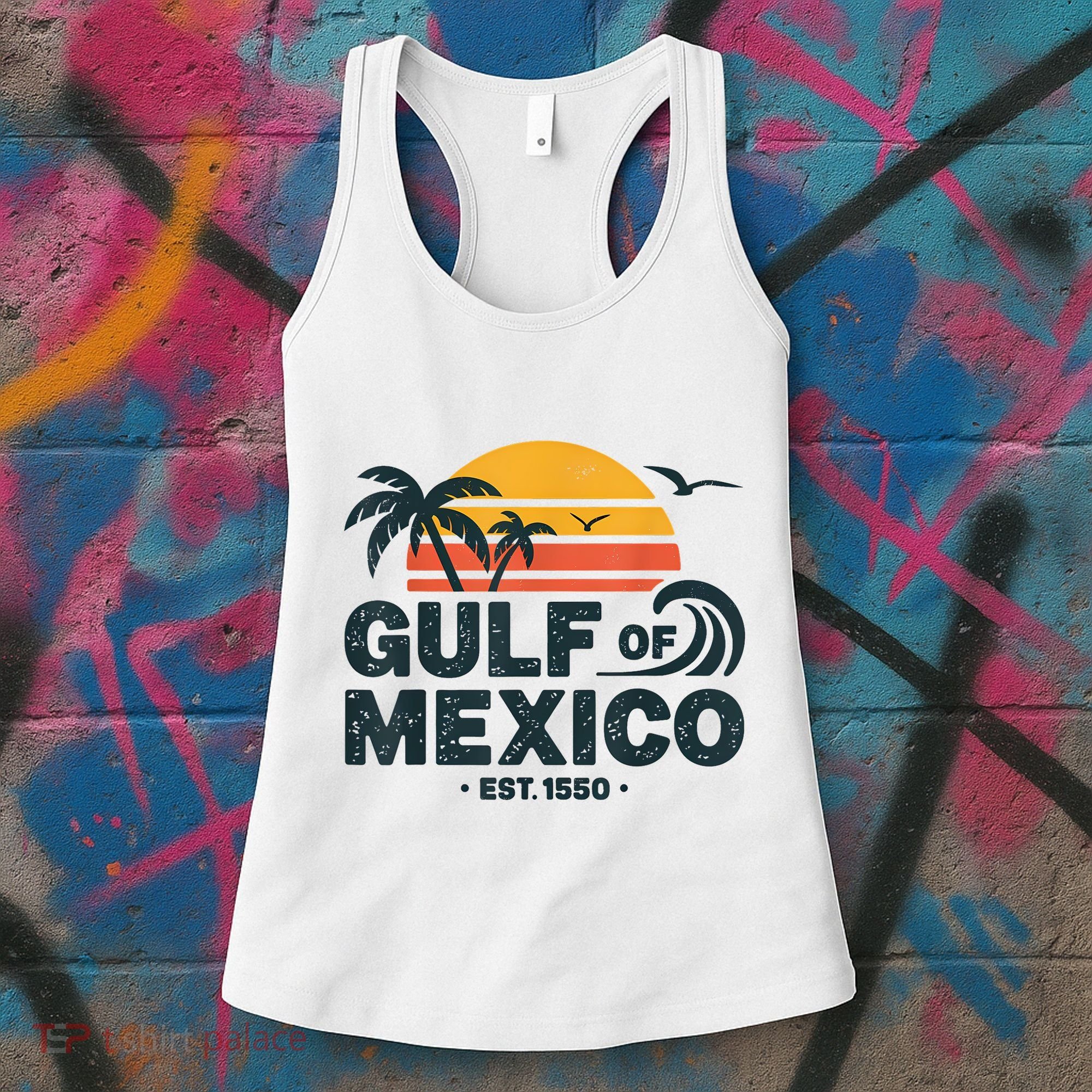Gulf Of Mexico Est. 1550 Tropical Beach Travel Souvenir Women's Tank Top