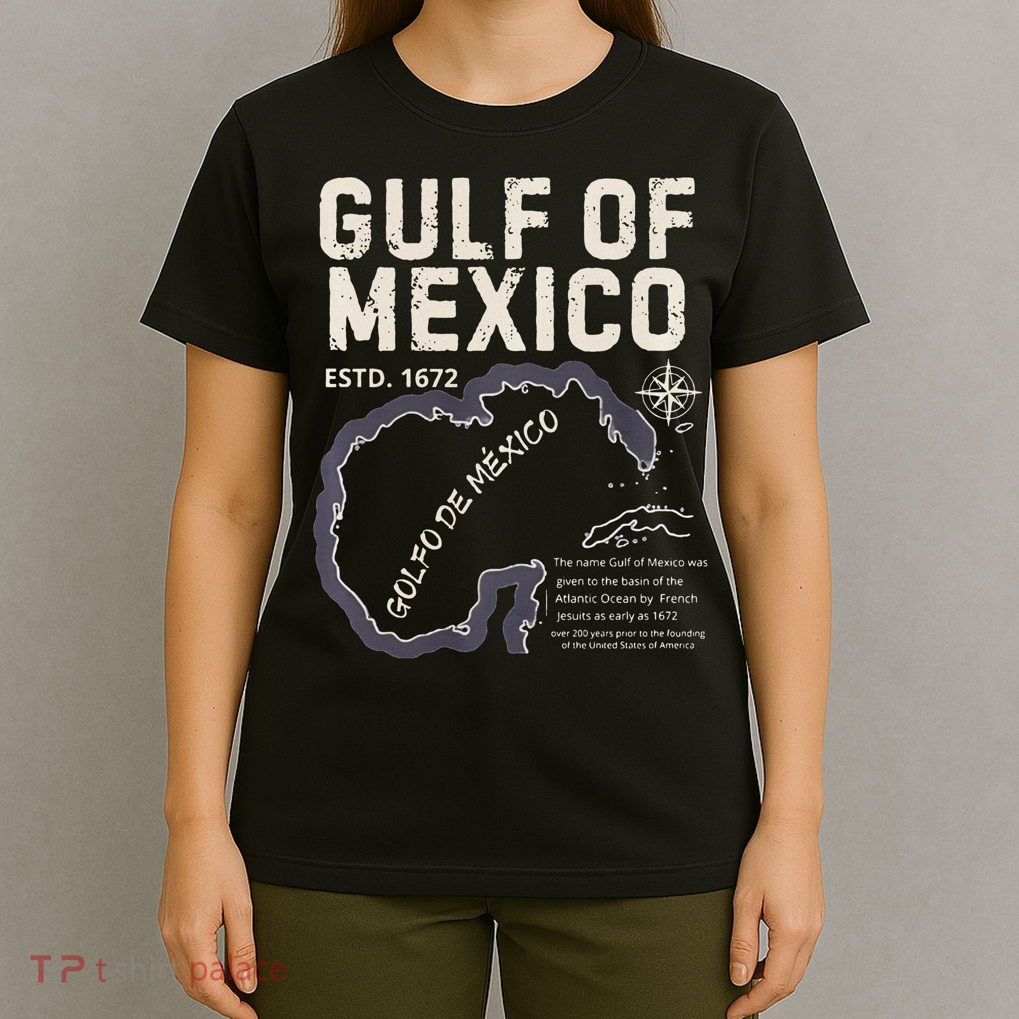 Gulf Of Mexico 1672 Historic Map Golfo De MéXico Estd. 1672 T-Shirt