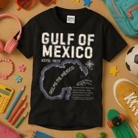 Gulf Of Mexico 1672 Historic Map Golfo De MéXico Estd. 1672 Kids T-Shirt thumb 3