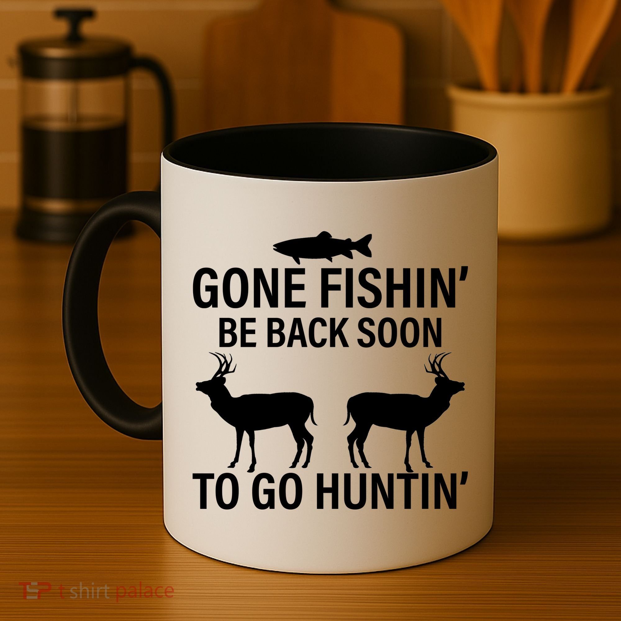 Gone Fishing Be Back Soon To Go Hunting Coffee Mug