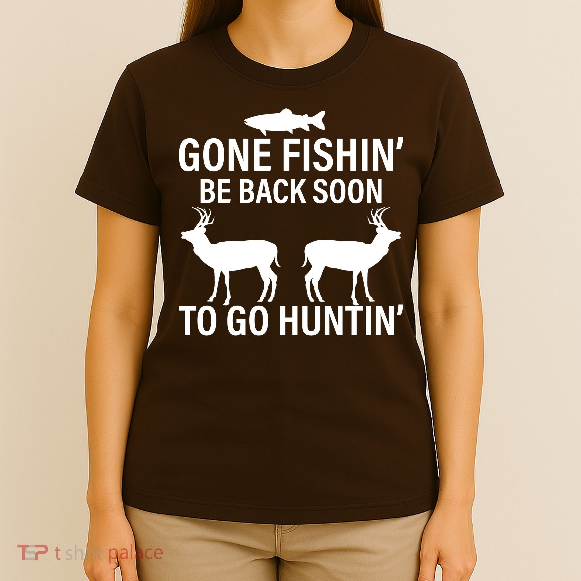 Gone Fishing Be Back Soon To Go Hunting T-Shirt