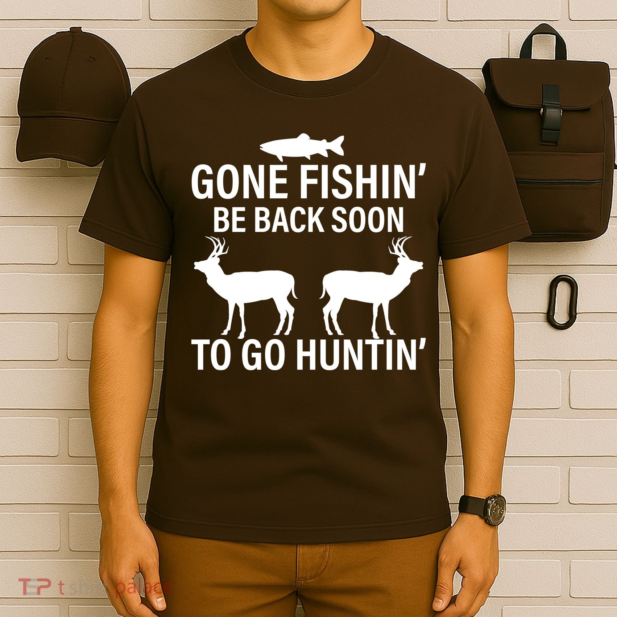 Gone Fishing Be Back Soon To Go Hunting T-Shirt
