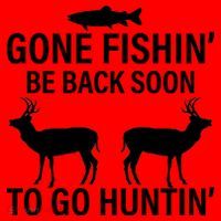 Gone Fishing Be Back Soon To Go Hunting Santa Hat thumb 1