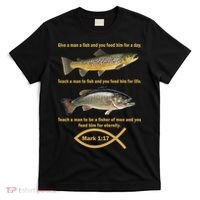 Gone Fishing Christian Quote Mark 1:17 T-Shirt thumb 0