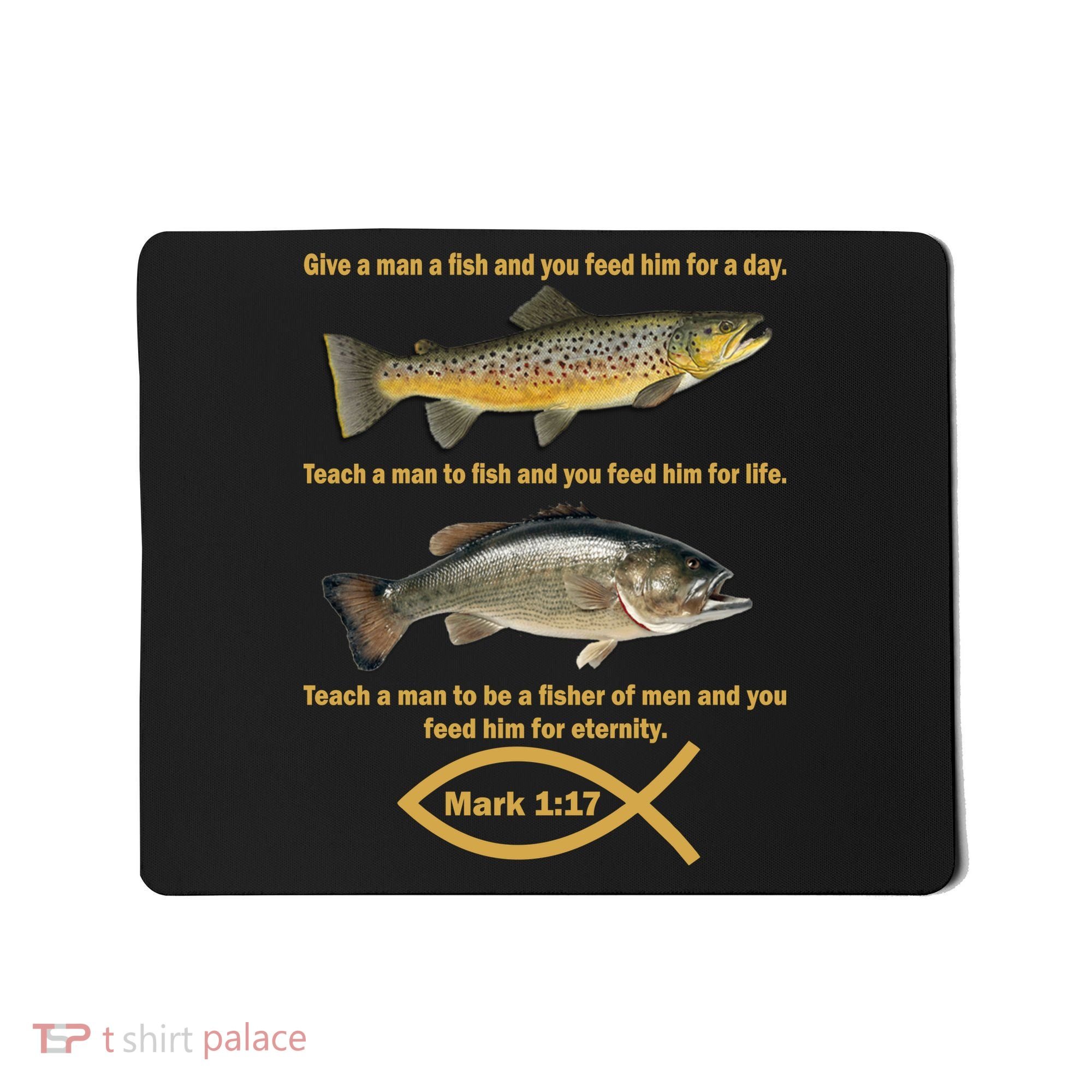 Gone Fishing Christian Quote Mark 1:17 Mousepad
