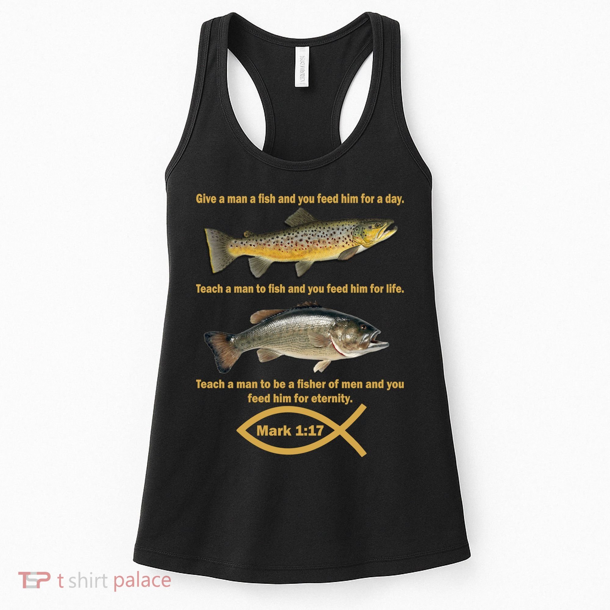Gone Fishing Christian Quote Mark 1:17 Women's Tank Top