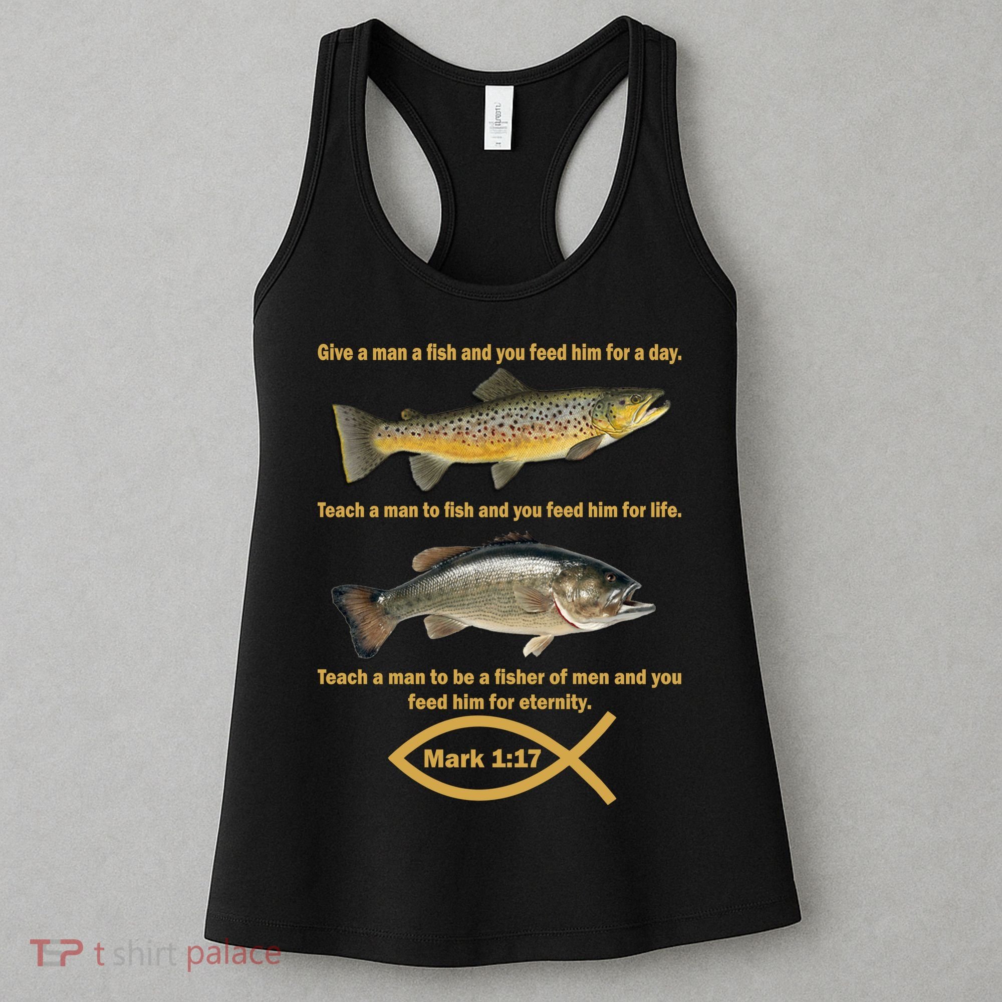 Gone Fishing Christian Quote Mark 1:17 Women's Tank Top