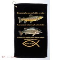 Gone Fishing Christian Quote Mark 1:17 Golf Towel thumb 0