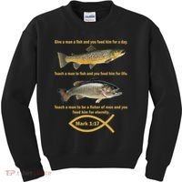 Gone Fishing Christian Quote Mark 1:17 Kids Sweatshirt thumb 0