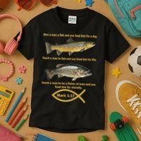 Gone Fishing Christian Quote Mark 1:17 Kids T-Shirt thumb 3