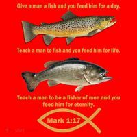 Gone Fishing Christian Quote Mark 1:17 Santa Hat thumb 1