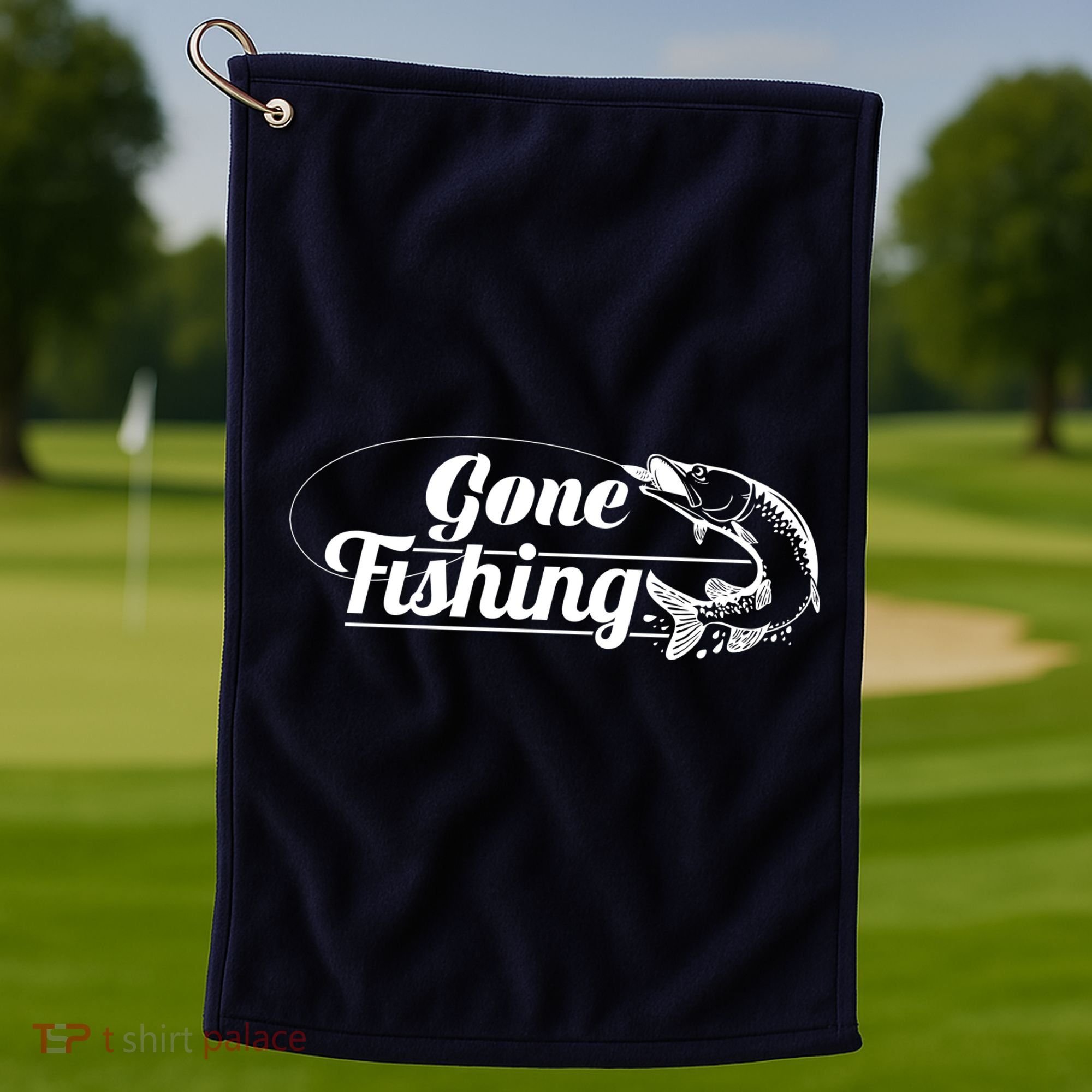 Gone Fishing Logo Golf Towel