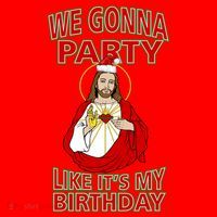 Gonna Party Like It's My Birthday Jesus Santa Hat thumb 1