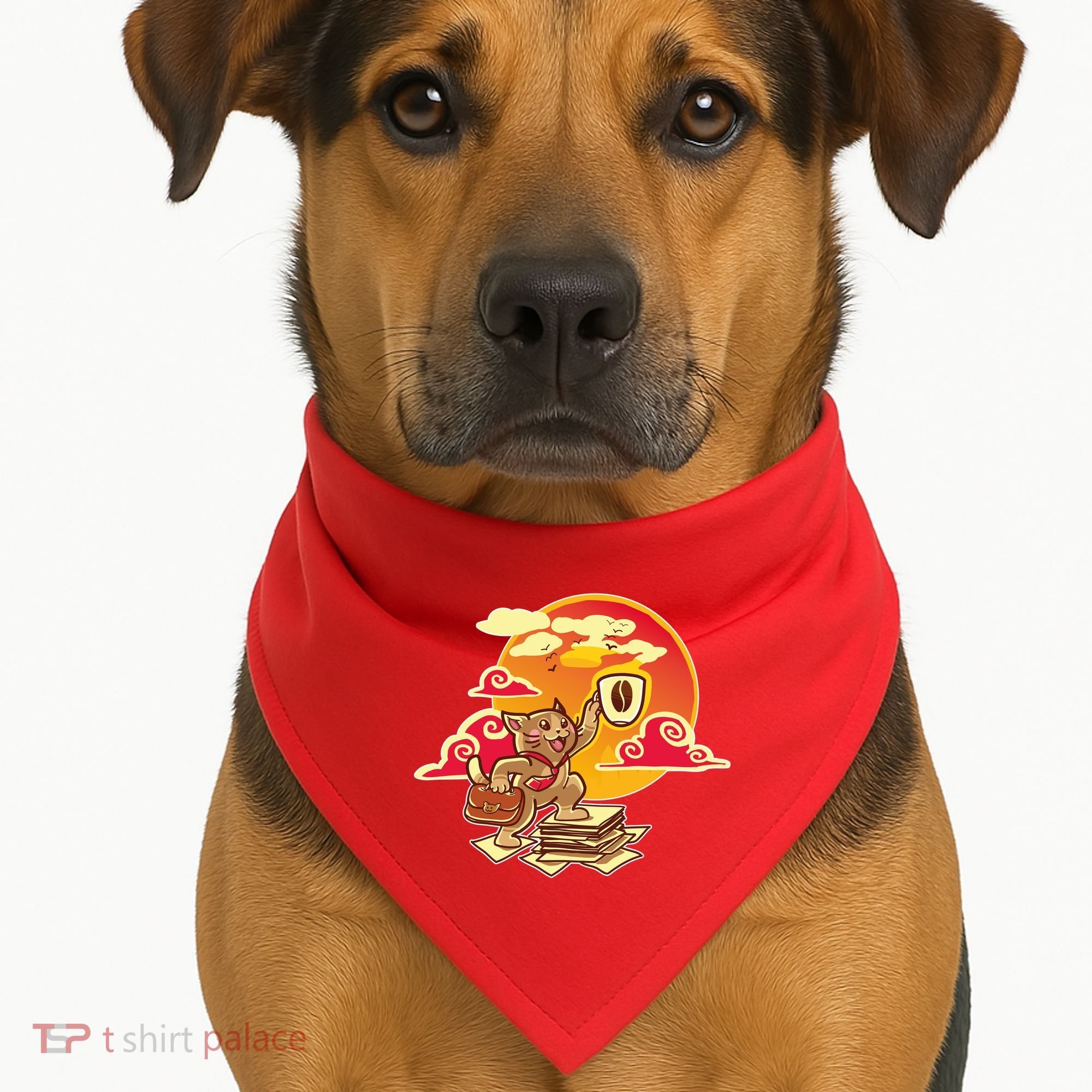 Good Mornign Coffe Cat USA-Made Doggie Bandana