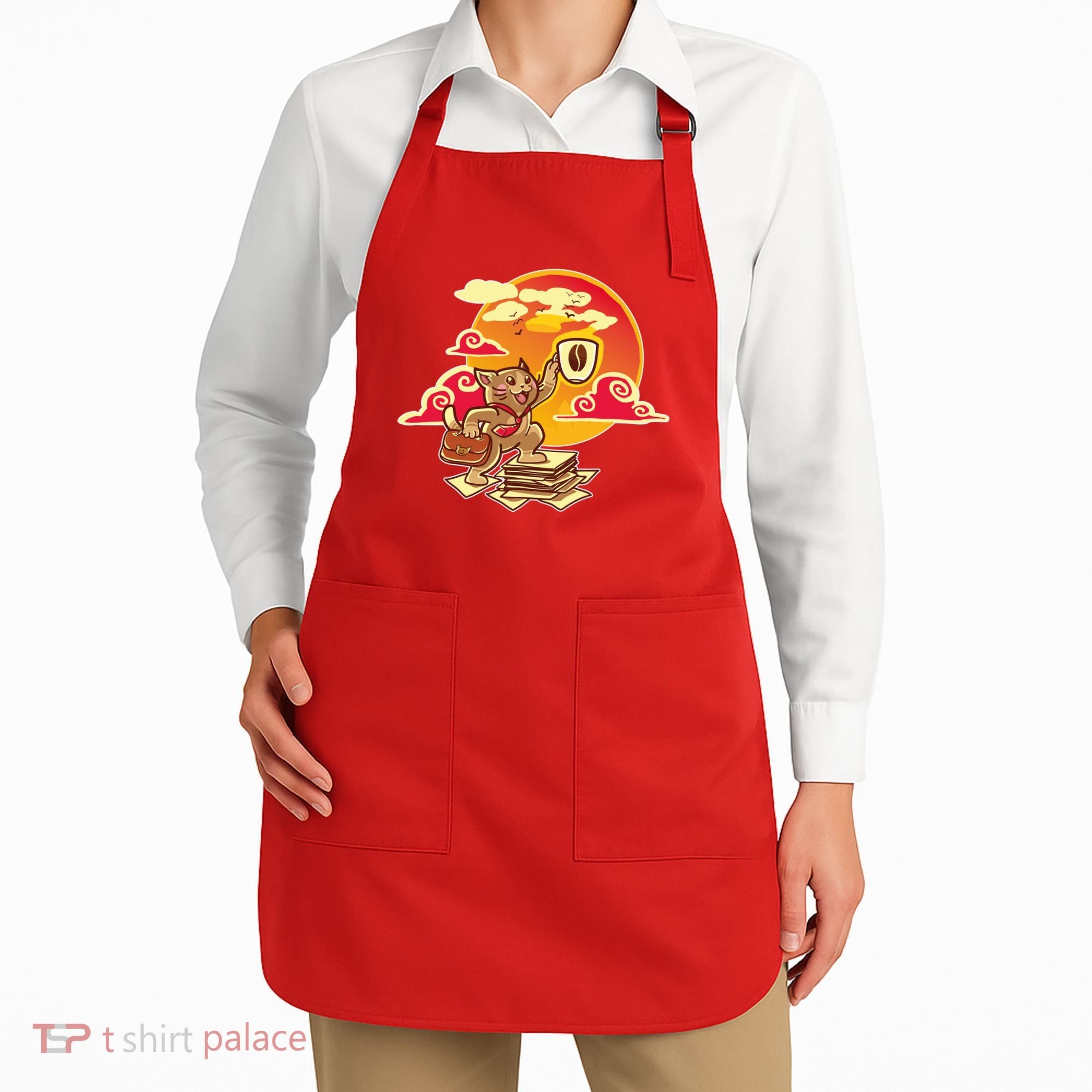 Good Mornign Coffe Cat Apron
