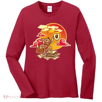 Good Mornign Coffe Cat Women's Long Sleeve Shirt