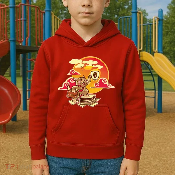 Good Mornign Coffe Cat Kids Hoodie