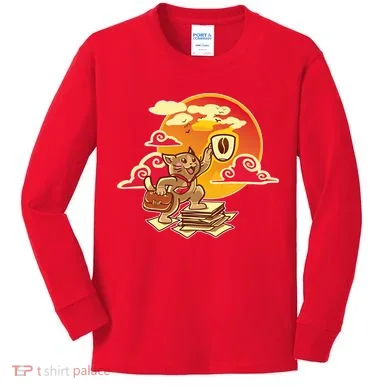 Good Mornign Coffe Cat Kids Long Sleeve Shirt