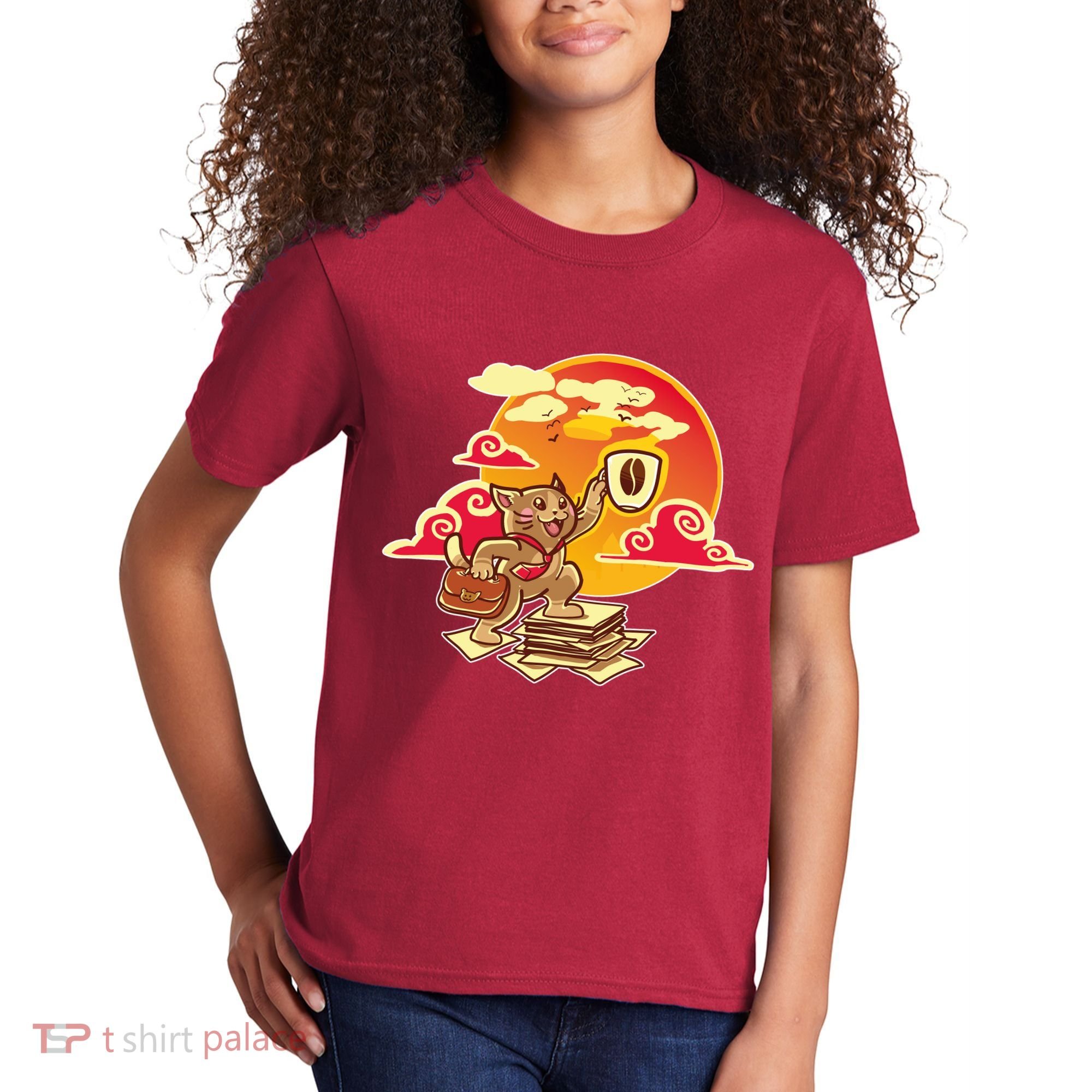 Good Mornign Coffe Cat Kids T-Shirt