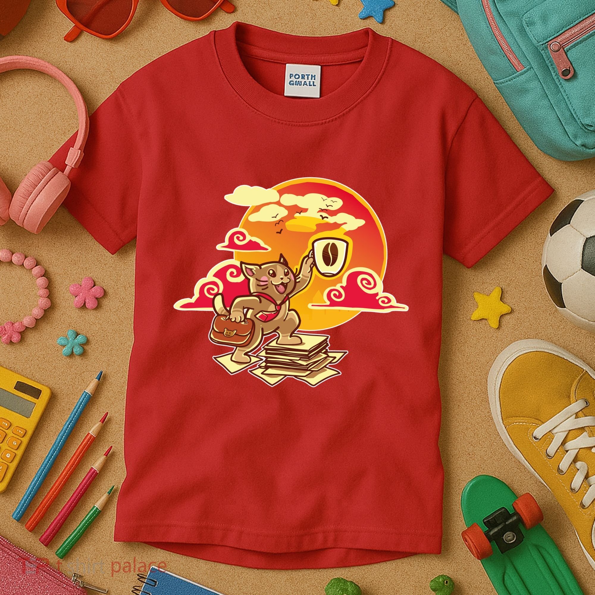 Good Mornign Coffe Cat Kids T-Shirt