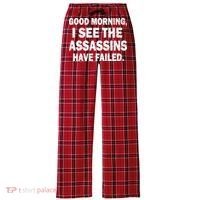 Good Morning Assassins Failed Women's Flannel Plaid Pajama Pants thumb 0