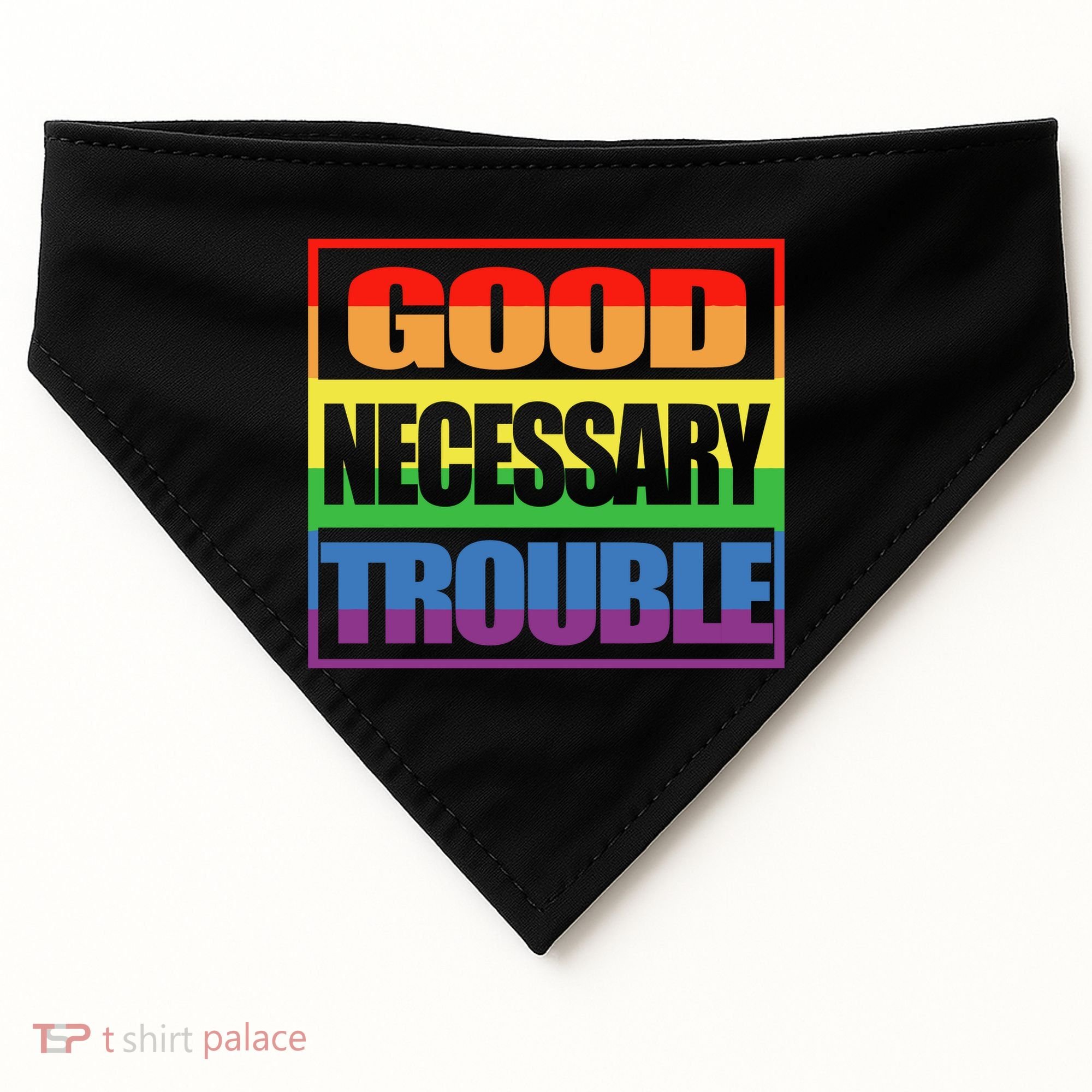 Good Necessary Trouble Rainbow USA-Made Doggie Bandana