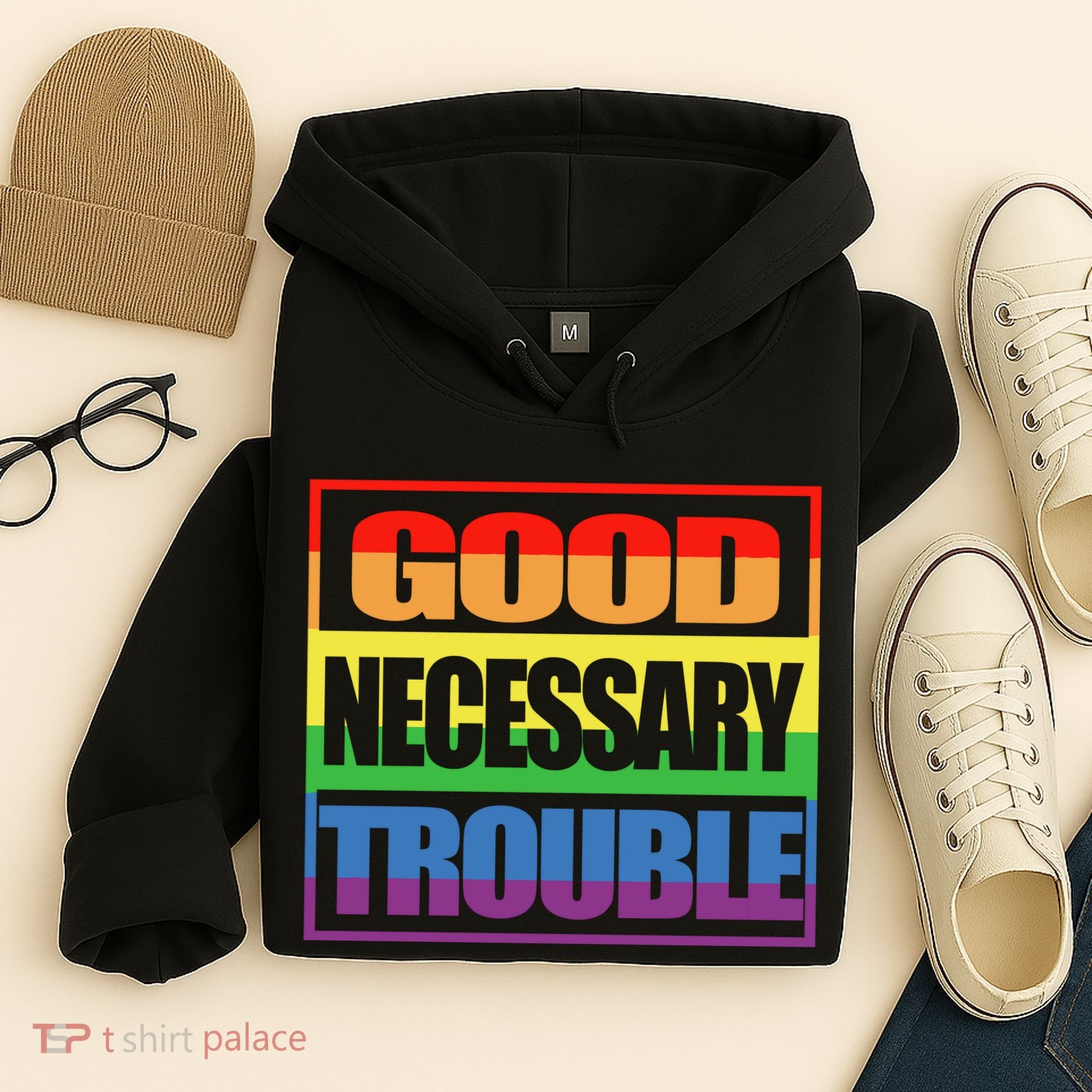 Good Necessary Trouble Rainbow Hoodie
