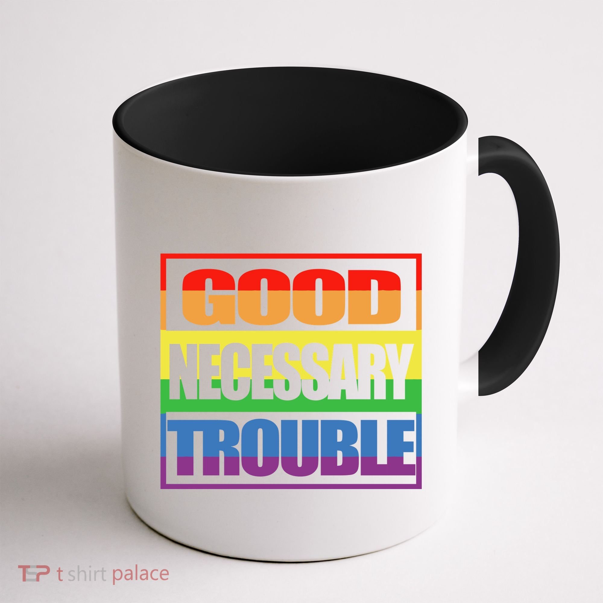 Good Necessary Trouble Rainbow Coffee Mug