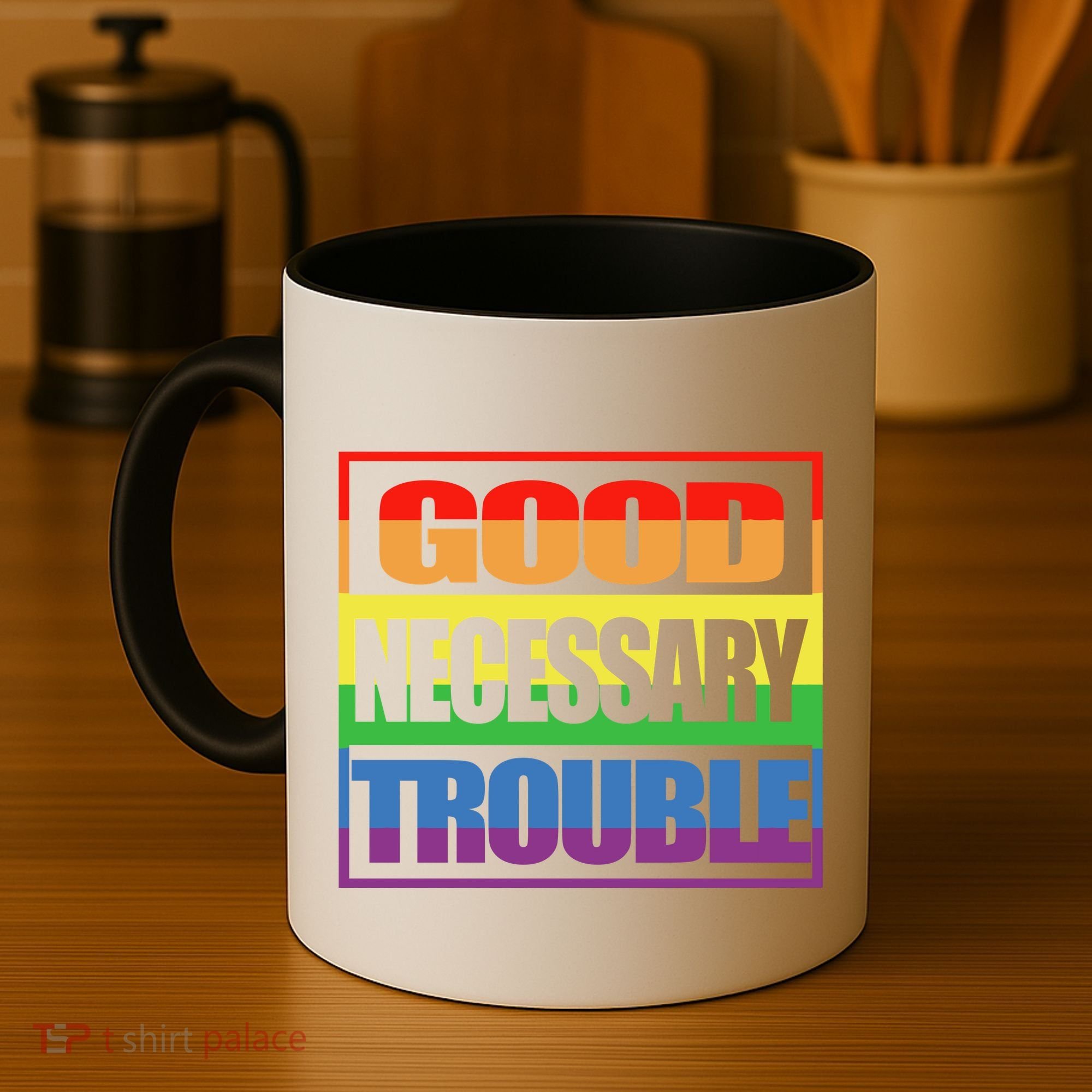 Good Necessary Trouble Rainbow Coffee Mug