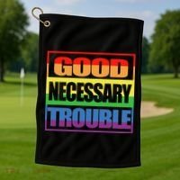 Good Necessary Trouble Rainbow Golf Towel thumb 1