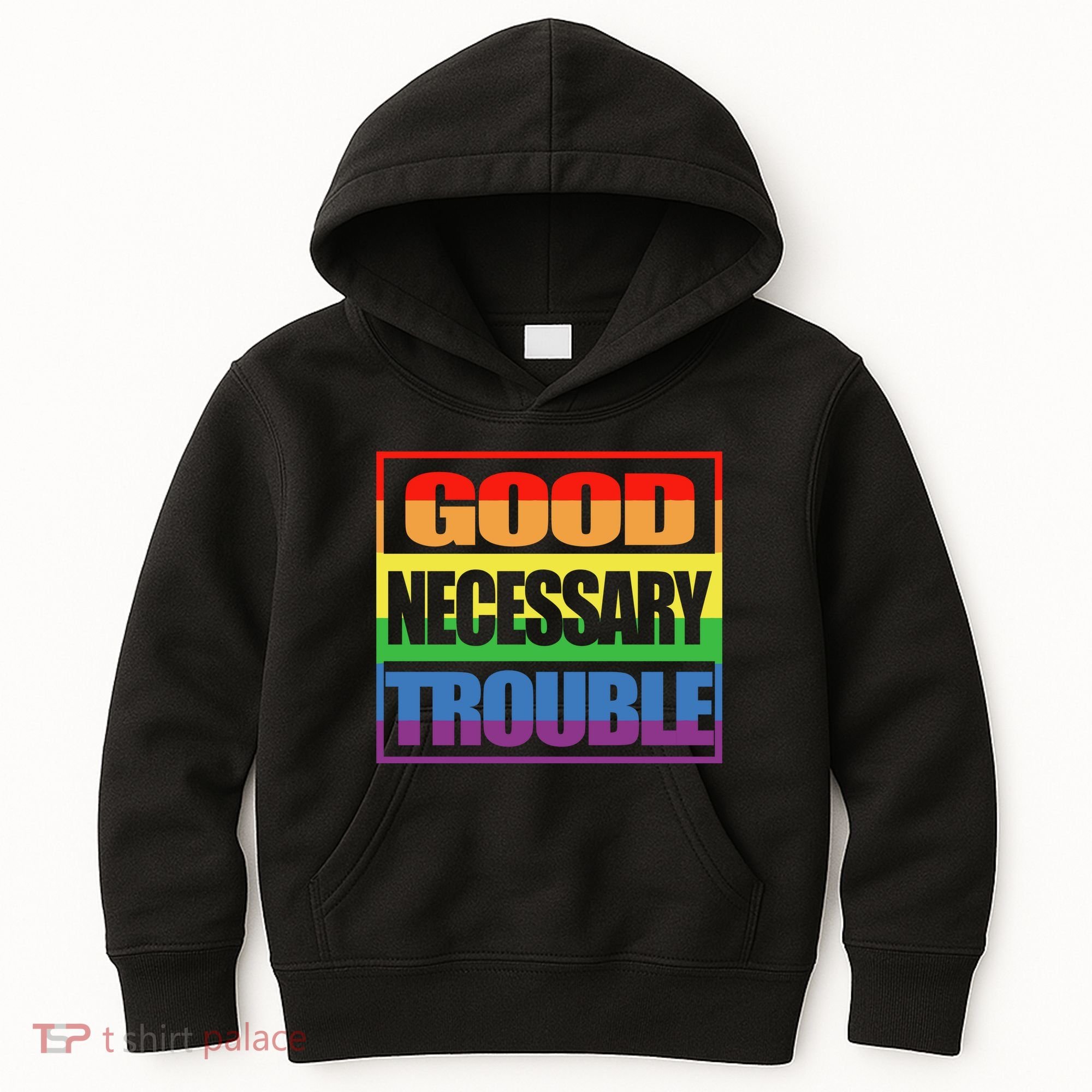 Good Necessary Trouble Rainbow Kids Hoodie
