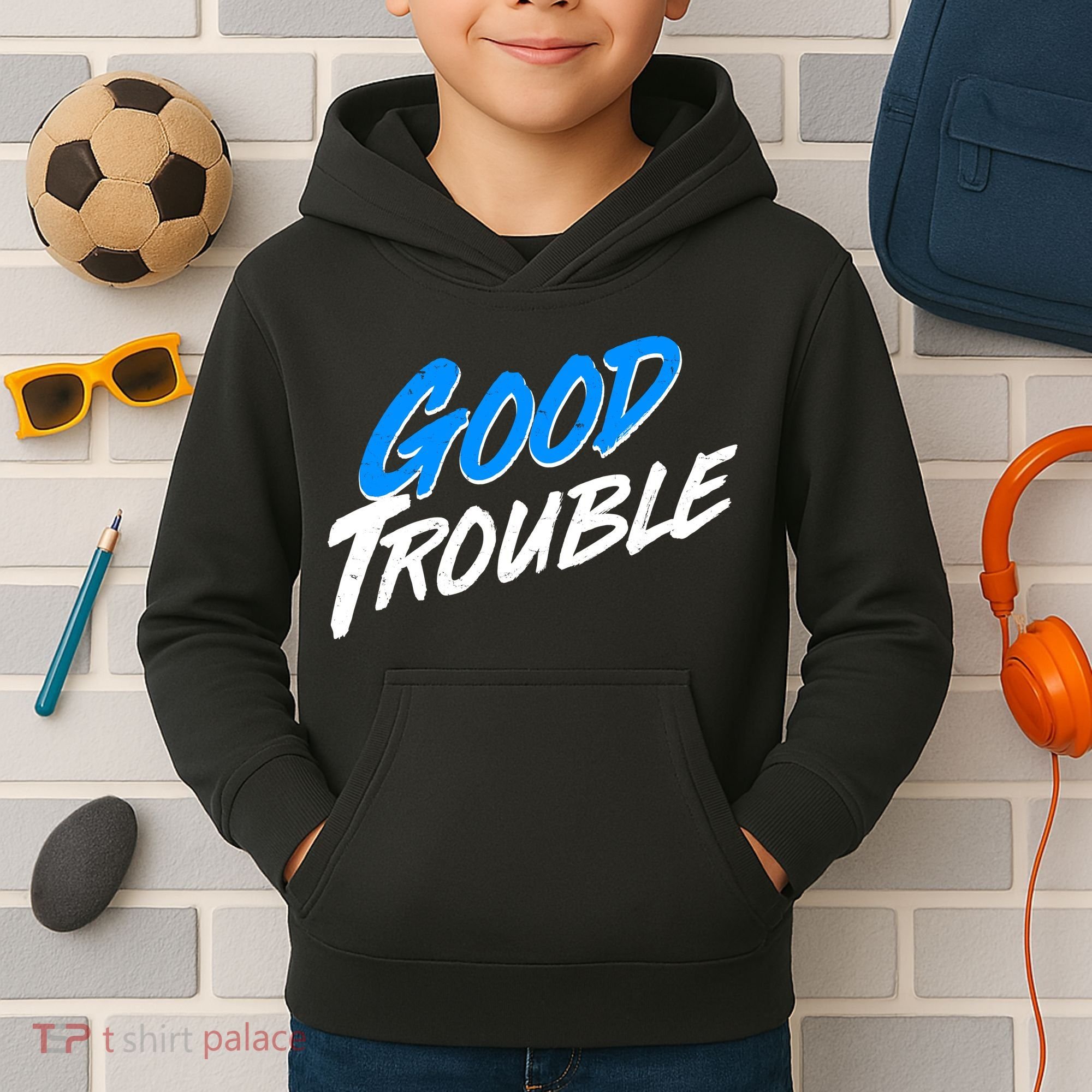 Good Trouble John Lewis Tribute Brush Stroke Kids Hoodie