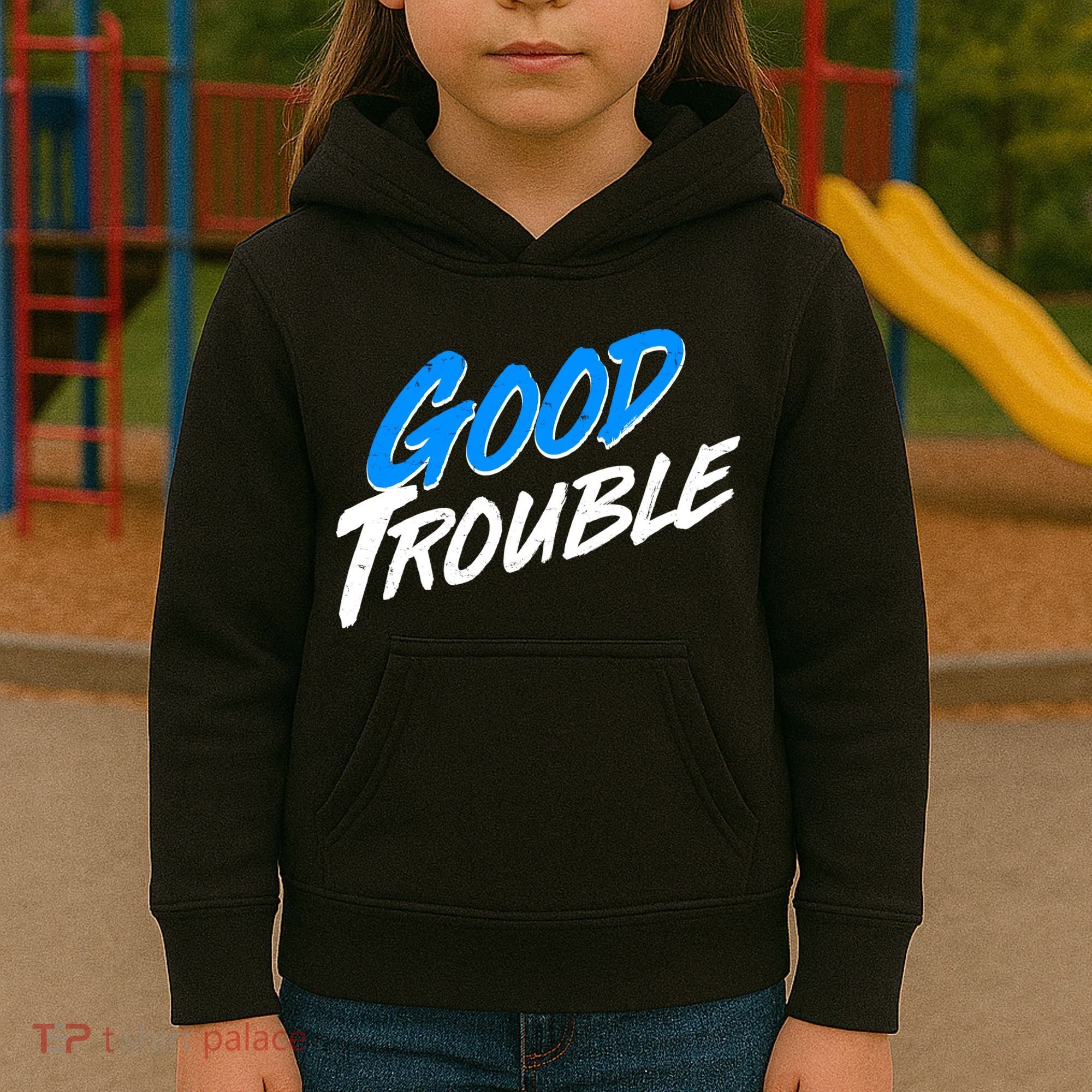 Good Trouble John Lewis Tribute Brush Stroke Kids Hoodie